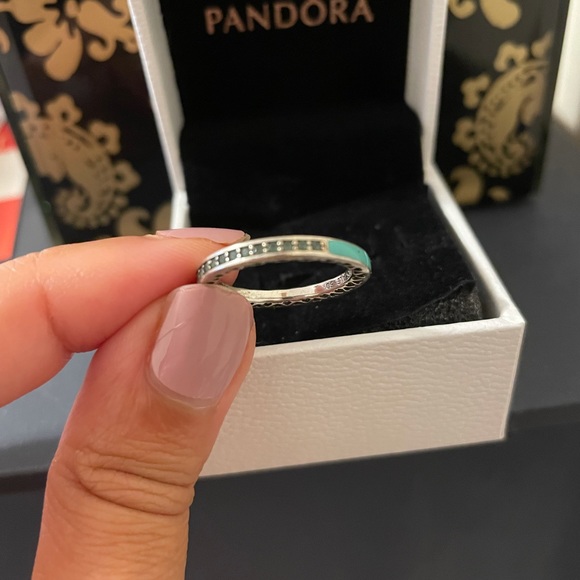 SOLD!!!Pandora Sparkle and Hearts Turquoise ring - Picture 3 of 4